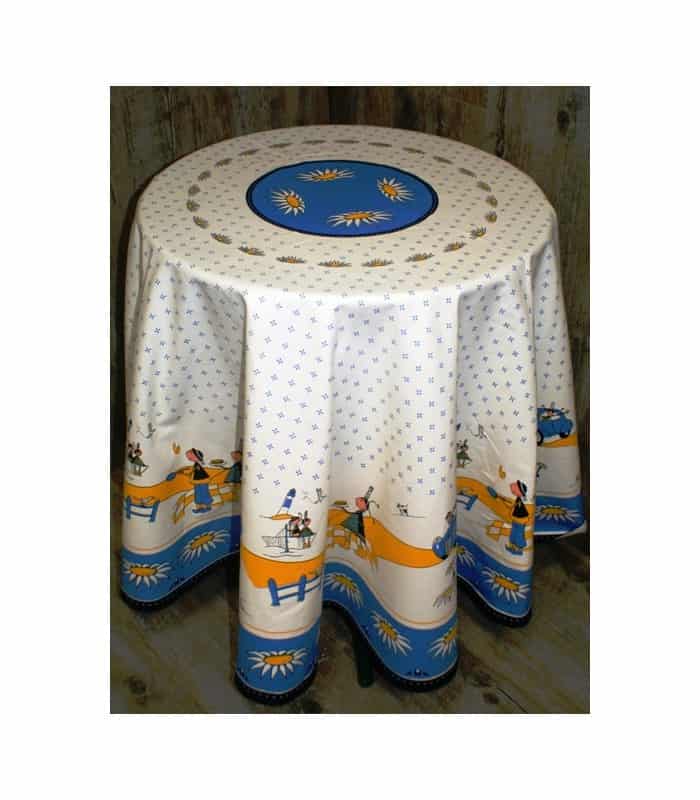 Nappe bretonne ronde avec personnages typiques