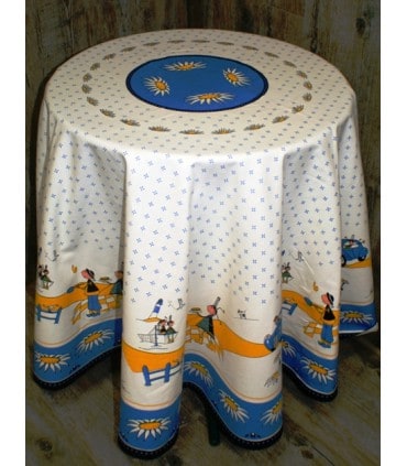 Nappe bretonne ronde avec personnages typiques