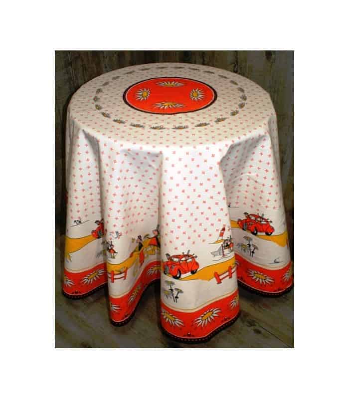 Nappe bretonne ronde avec personnages typiques