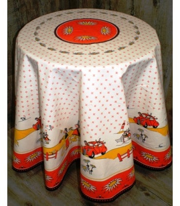Nappe bretonne ronde avec personnages typiques