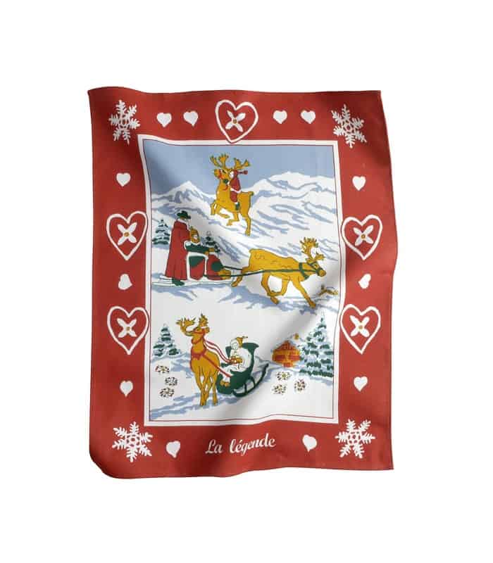 Torchon de cuisine « La Légende » – Esprit Montagne – Rouge – 100 % Coton
