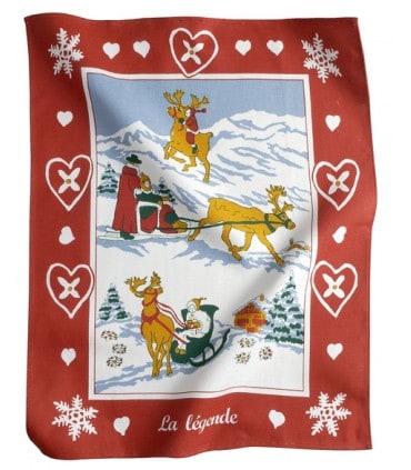 Torchon de cuisine « La Légende » – Esprit Montagne – Rouge – 100 % Coton