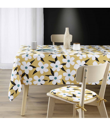 Nappe Rectangle (140 x 240 cm) Darcy Jaune, Microfibre Imprimée
