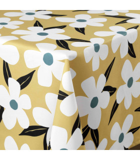 Nappe Rectangle (140 x 240 cm) Darcy Jaune, Microfibre Imprimée