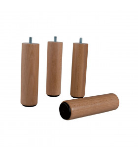 4 Pieds bois naturel cylindrique 15cm Thiriez