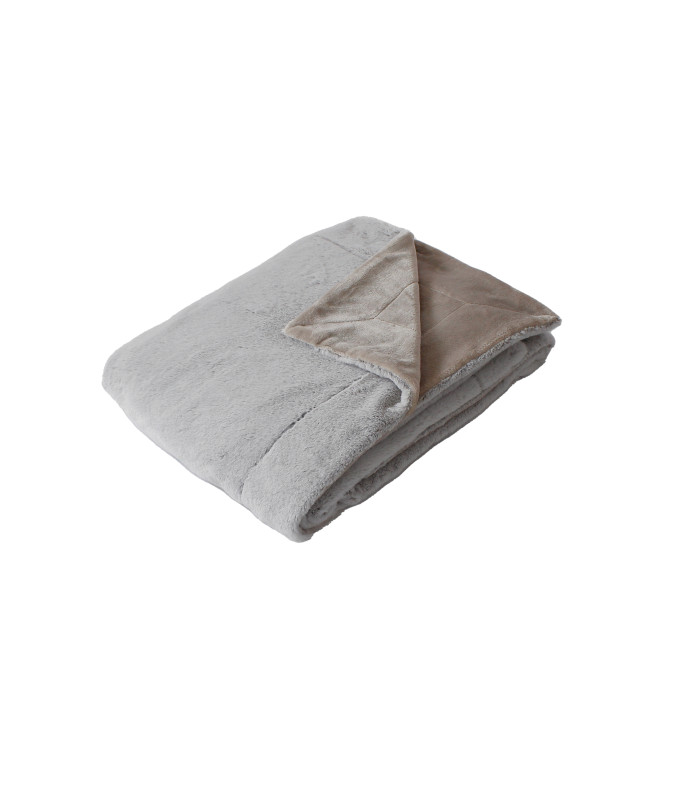 Plaid effet fourrure flanelle 125x150cm gris