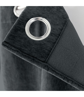 Rideau thermique en velours tramé "Velvet" gris foncé