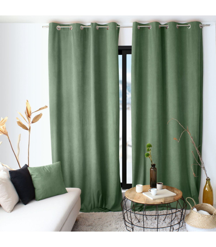 Rideau velours câlin 100% Polyester argile