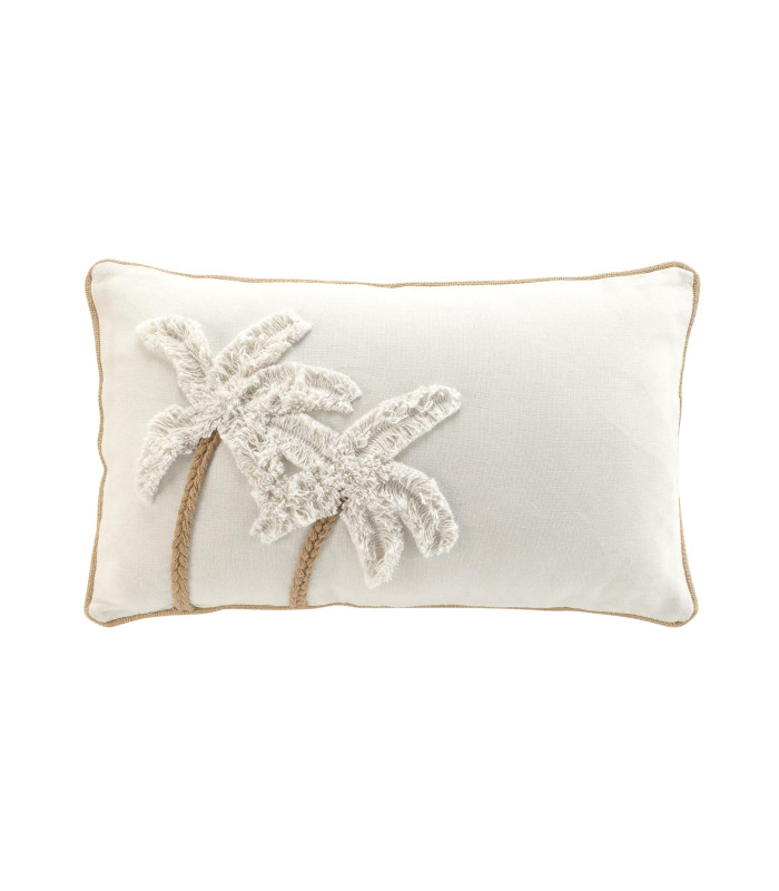 Coussin déhoussable tufté motif palmier