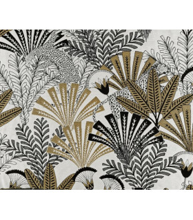 Rideau d'ameublement motifs feuillages "Louxor" 140x240cm doré