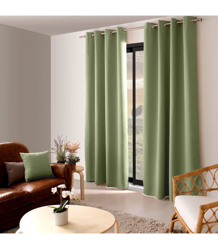 Rideau occultant et isolant uni Olive