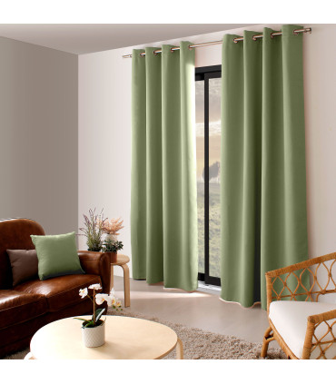 Rideau occultant et isolant uni Olive