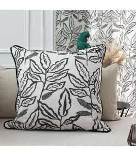 Coussin déhoussable esprit lodge 40x40cm écru/noir