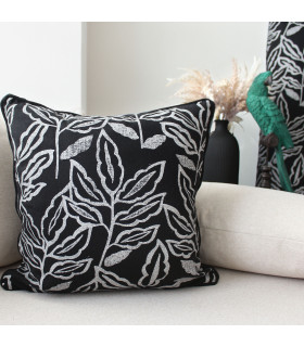 Coussin déhoussable esprit lodge 40x40cm noir
