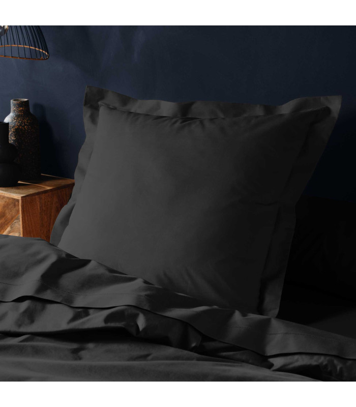 Taie d'oreiller 57 fils noir 63x63cm