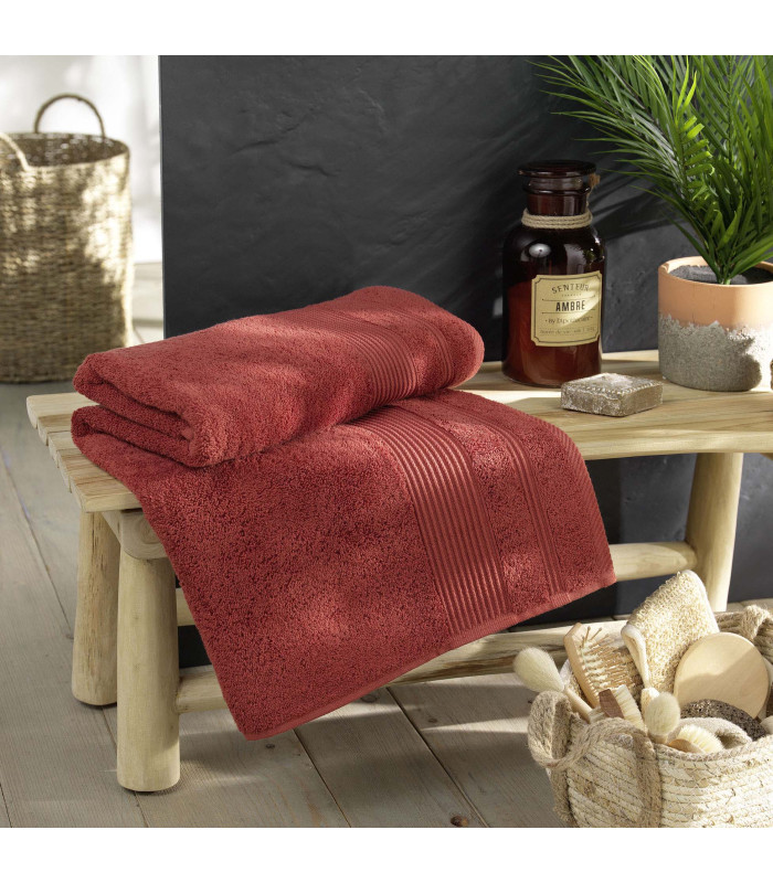 Drap de Bain 90x150 cm - Collection Tendresse - Éponge 500 g/m²  terra cotta