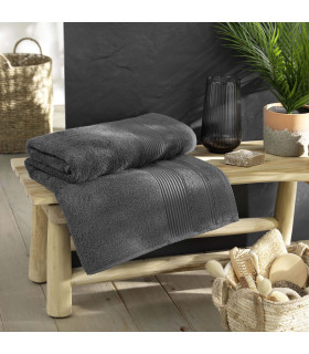 Drap de Bain 90x150 cm - Collection Tendresse - Éponge 500 g/m² gris anthracite