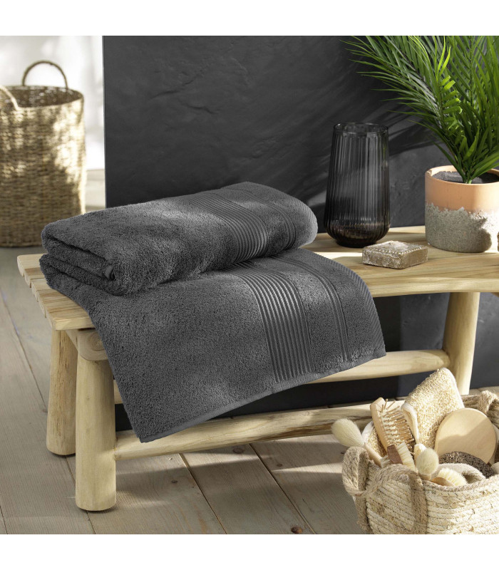 Drap de Bain 90x150 cm - Collection Tendresse - Éponge 500 g/m² gris anthracite