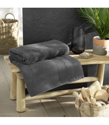 Drap de Bain 90x150 cm - Collection Tendresse - Éponge 500 g/m² gris anthracite