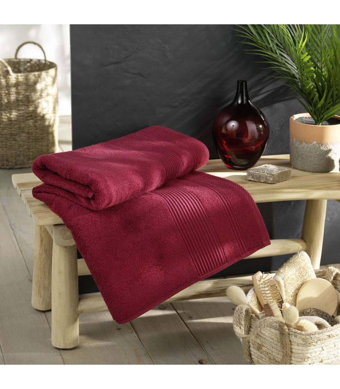 Drap de Bain 90x150 cm - Collection Tendresse - Éponge 500 g/m² rouge