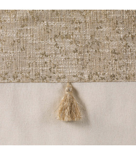 Rideau à Œillets avec Haut Effet Lin et Pompons – Beige Naturel