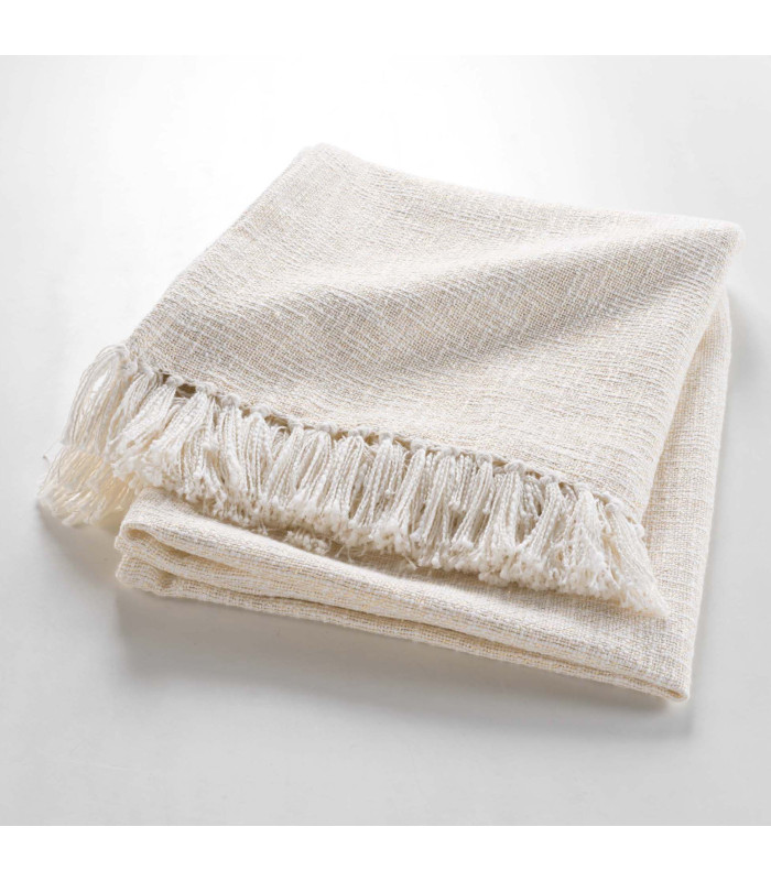 Plaid à Franges 125 x 150 cm – Coton, Polyester et Fils Métallisés – Modèle "Ziggy"