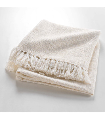 Plaid à Franges 125 x 150 cm – Coton, Polyester et Fils Métallisés – Modèle "Ziggy"