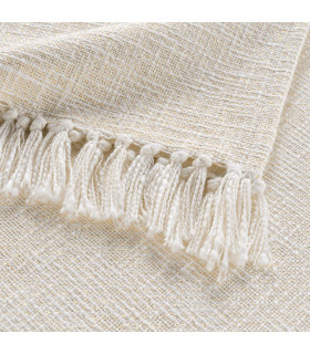 Plaid à Franges 125 x 150 cm – Coton, Polyester et Fils Métallisés – Modèle "Ziggy"