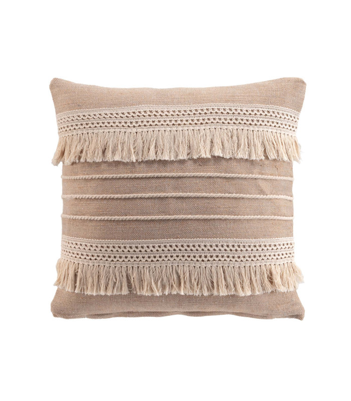 Coussin Déhoussable à Franges 45 x 45 cm – Coton/Polyester – Fantaisie "CIRRUS"