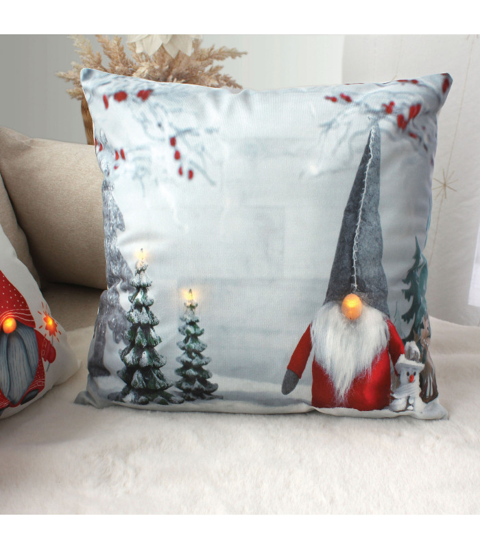 Coussin lumineux led 40 x 40 cm – Père Noël – 100 % polyester