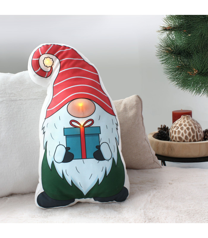 Coussin lumineux led noël 3d 40 x 23 cm – 100 % polyester