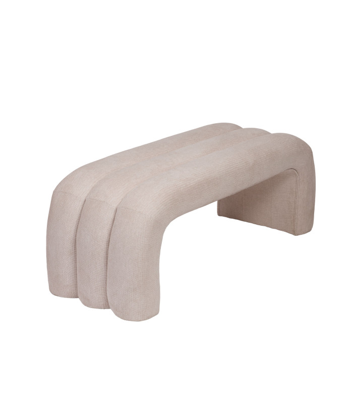 Banc design Bump en tissu beige – 122 x 47 x 47 cm