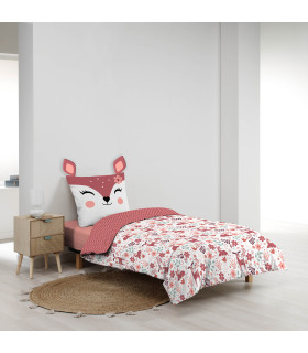 Parure de lit 2 pièces 140x200 cm imprimé "Bichette" – 100% coton 42 fils/cm²