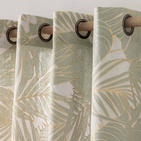 Rideau à œillets Alanis vert sauge – 140 x 240 cm – Polycoton imprimé métallisé