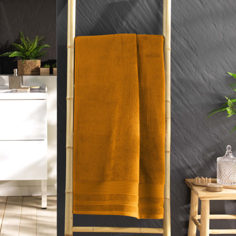 Drap de Douche Uni Tendresse – 70x130 cm – 500 g/m²  curry