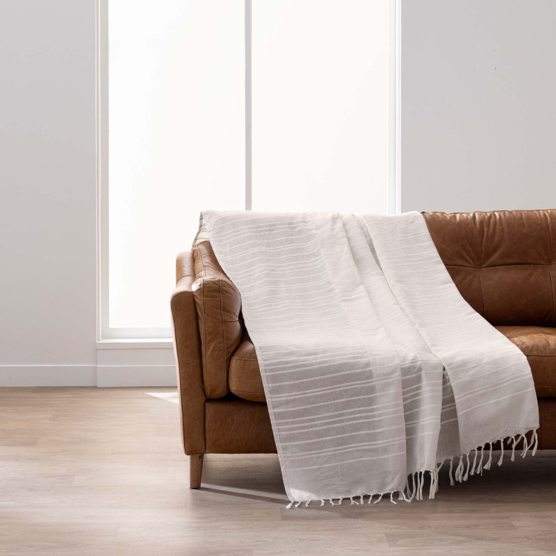 Plaid à franges Lilia – 220 x 240 cm – Coton naturel