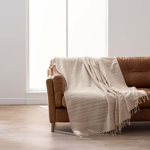 Plaid à franges Lilia – 220 x 240 cm – Coton lin