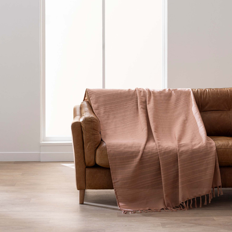 Plaid à franges Lilia – 220 x 240 cm – Coton mocha