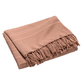 Plaid à franges Lilia – 220 x 240 cm – Coton mocha