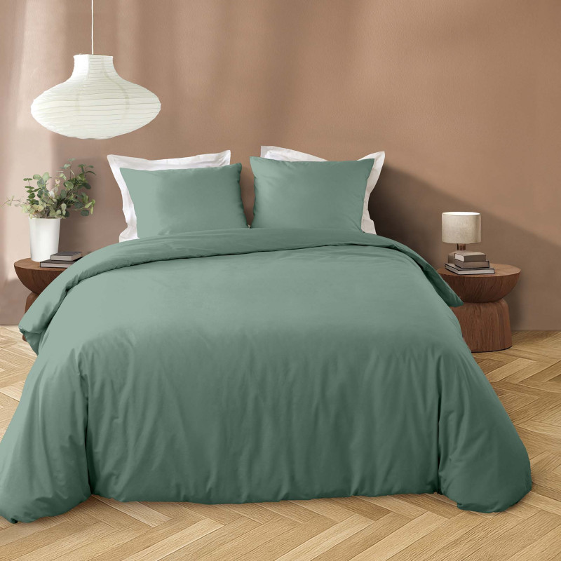 Parure de lit 3 pièces LIAM – 240 × 220 cm – Microfibre lavée cèdre