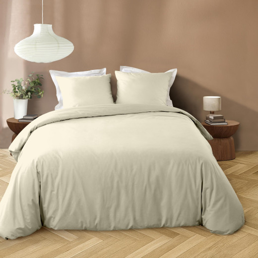 Parure de lit 3 pièces LIAM – 240 × 220 cm – Microfibre lavée ivoire