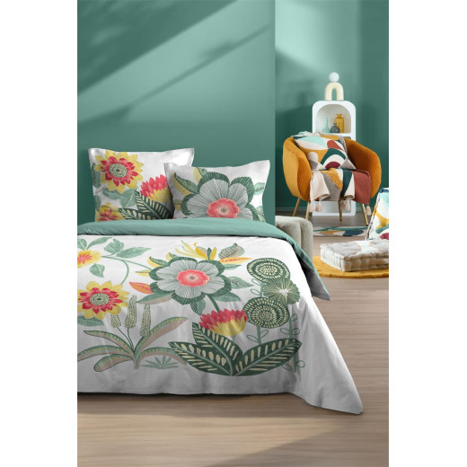 Parure housse de couette CASSIA – 240 x 220 cm – 100% coton – Vert