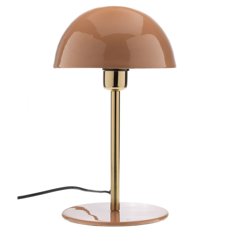 Lampe à poser design tige dorée & abat-jour taupe