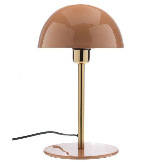 Lampe à poser design tige dorée & abat-jour taupe