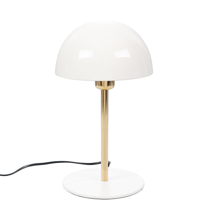 Lampe à poser design tige dorée & abat-jour blanc