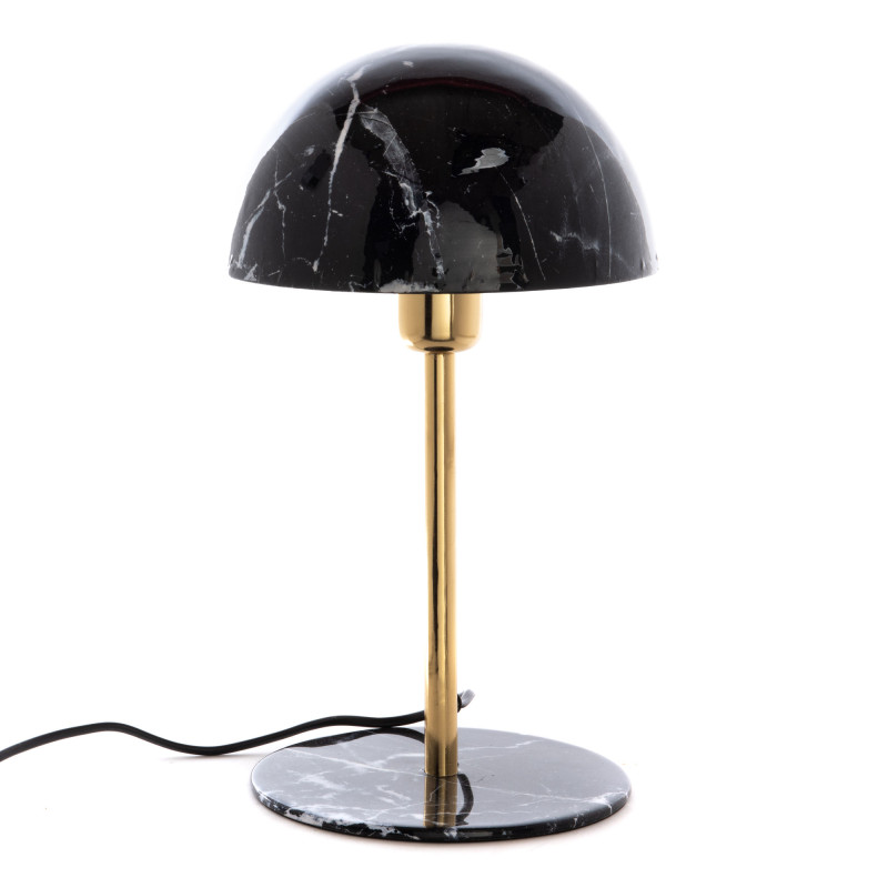 Lampe à poser design tige dorée & abat-jour marbre noir