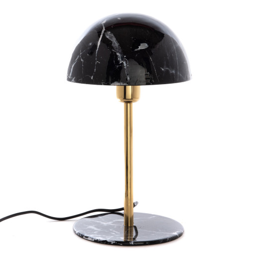 Lampe à poser design tige dorée & abat-jour marbre noir