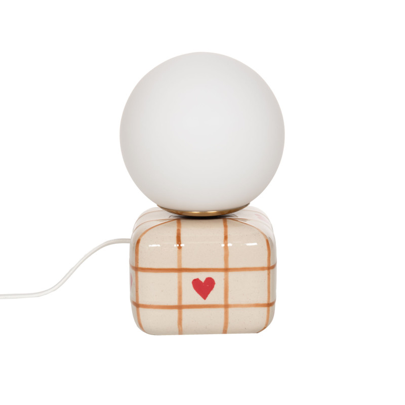 Lampe de chevet MAYA Coeur – Céramique & Verre – taupe