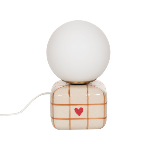 Lampe de chevet MAYA Coeur – Céramique & Verre – taupe
