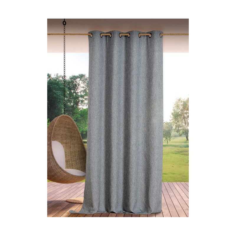 Rideau extérieur ROOFTOP 140 x 265 cm – Œillets anti-rouille – 100% polypropylène gris foncé
